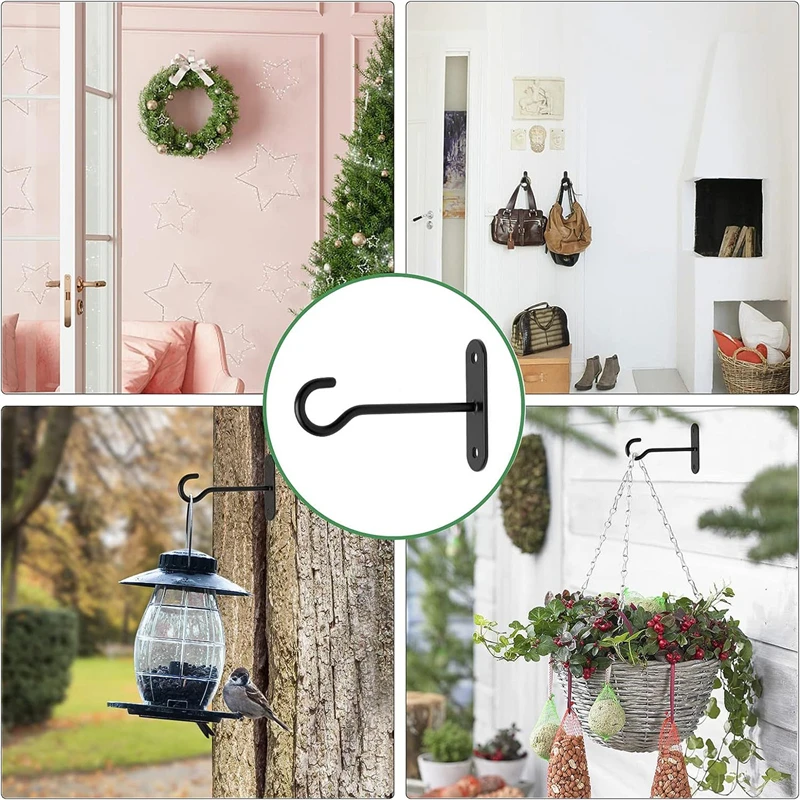 3pcs/set Plant Hanging Hook Garden Hanging Metal Basket Ceiling Hooks Plants Flower Pots Lifting Hook Black White Home Decor