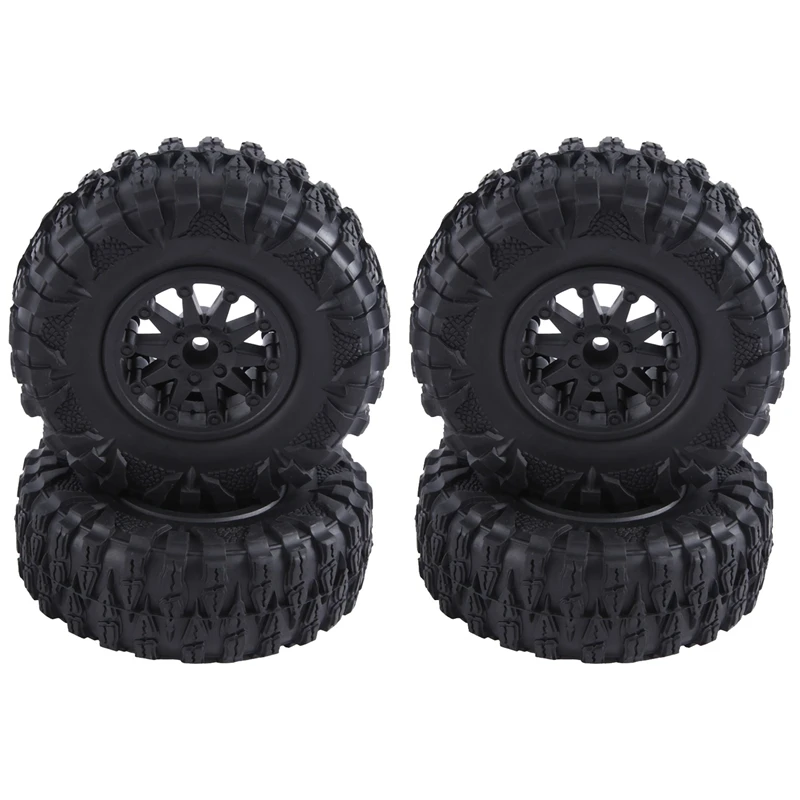 4PCS 2.2 Inch Nylon Plastic Beadlock Wheel 4.72In/120Mm Tire With 12Mm Combiner Hex For 1/10 RC Rock Crawler