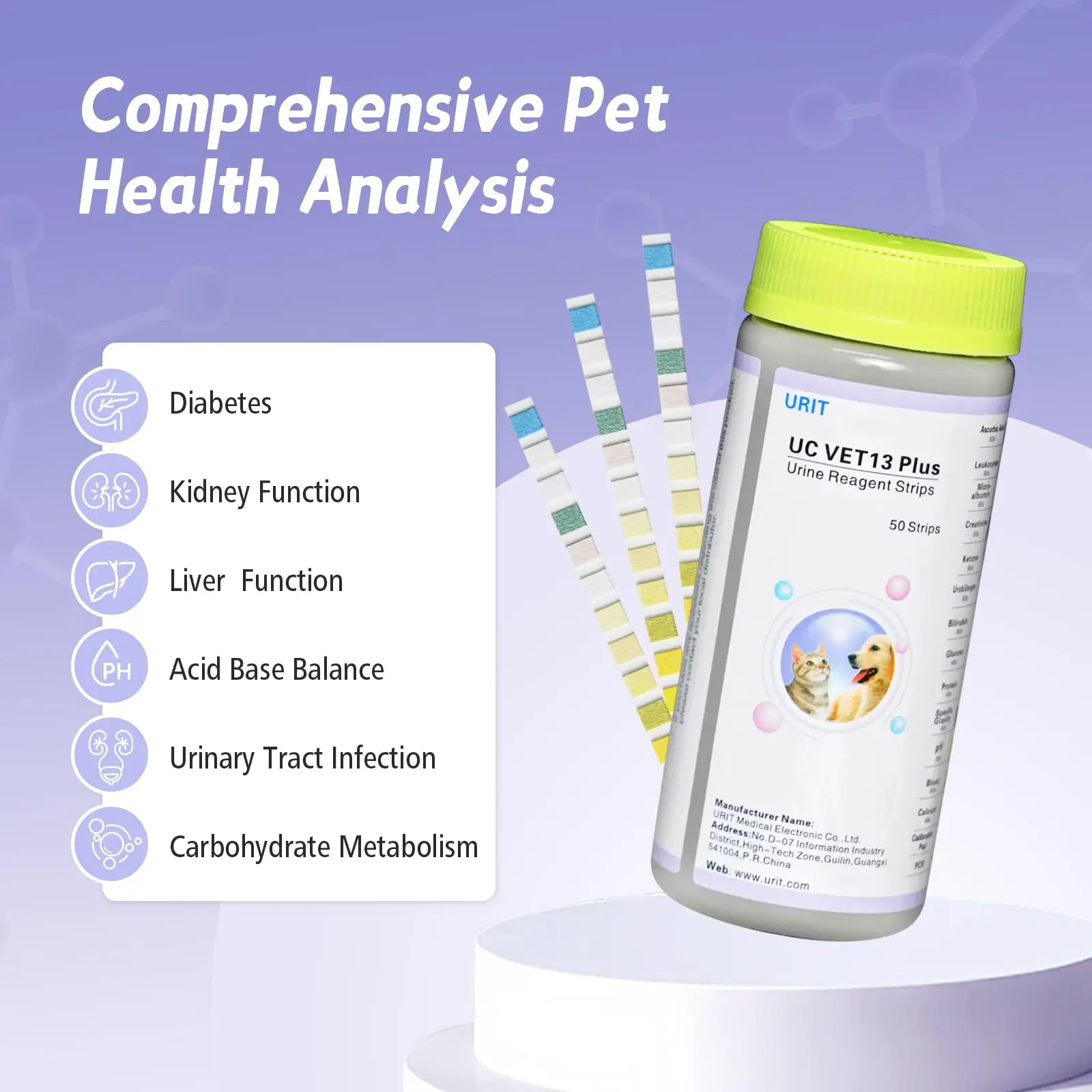 犬、猫、ペット用uti検査ストリップ-13-in-1-50枚入り-尿路疾患-ペット用検査ストリップ