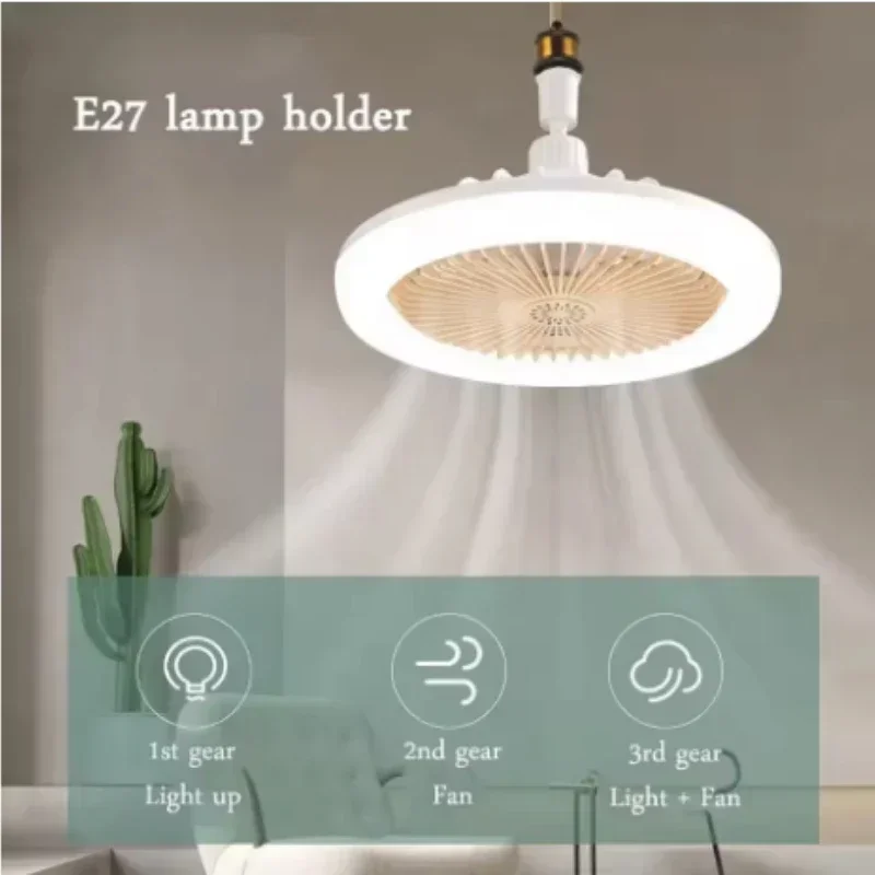 

E27 Socket Fan Light with Remote Ceiling Fan with Light Dimmable for Bedroom Kitchen Living Room