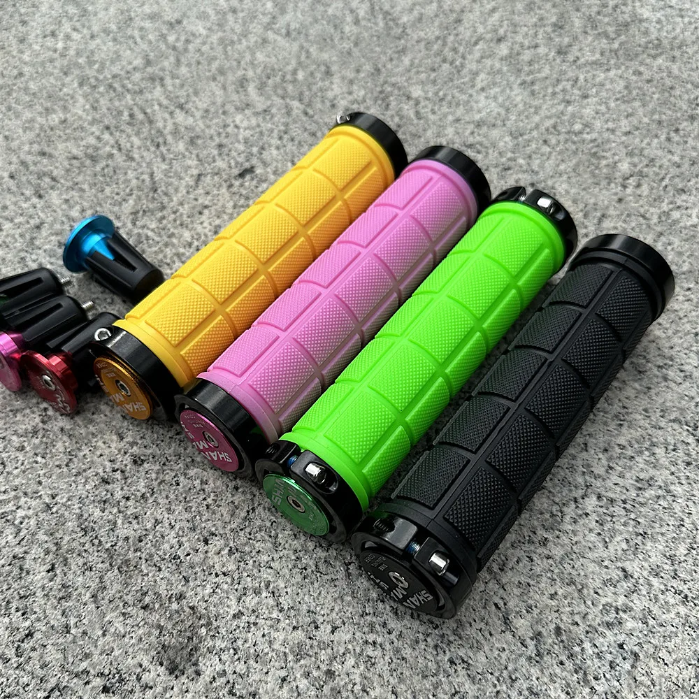 General Purpose Mountain Bike Handle Grips Aluminum Alloy Lock Rubber Non-slip Shock-absorbing Folding MTB Bicycle Grip Parts