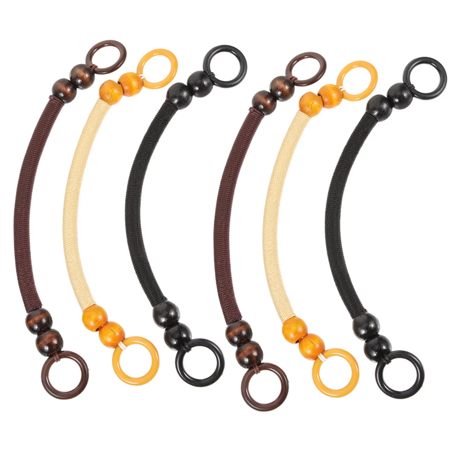 6Pcs Wooden Bead Purse Handles Smooth Comfortable Decorative Replacement Handles for DIY Handbag Accessories Beaded Purse Strap