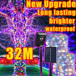 Led solar luz ao ar livre à prova dwaterproof água lâmpada de corda de fadas para guirlanda festa de natal jardim casamento acampamento decoração 7/12/22/32 m