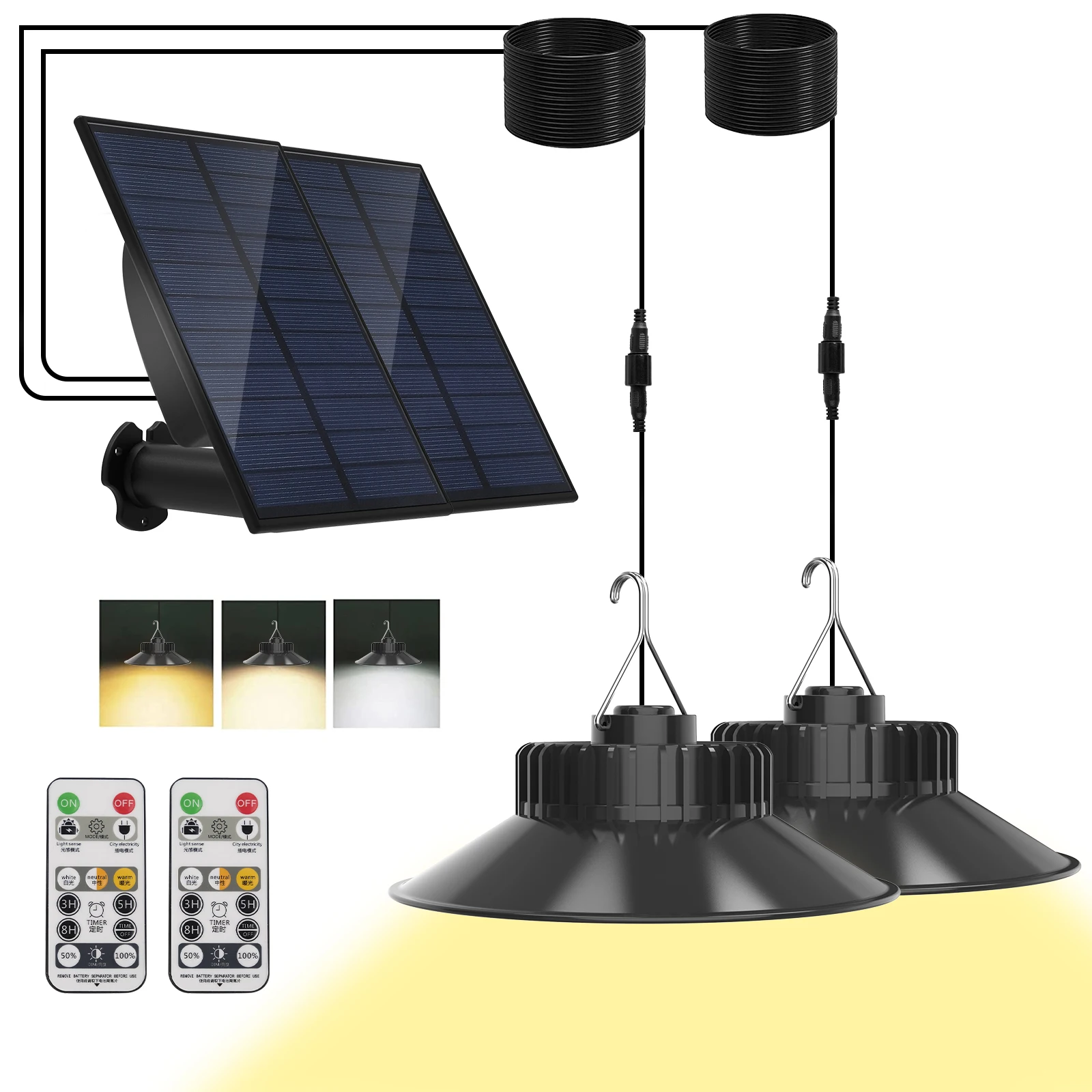 

1PC/2PC Solar Pendant Light with Remote Control Outdoor Indoor Solar Lamp Solar Chandelier Outdoor IP65 Solar Shed Light 3 Color