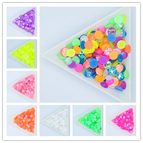 10Gram/bag Mix Colors Fluorescence Crystal AB Glass Nail Art Rhinestones SS6-30 Strass Nail Art Decorations Rhinestones Luminous