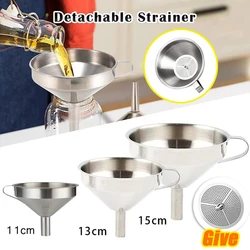 Stainless Steel Funnel Kitchen Oil Liquid Metal Funnels with Detachable Filter Wide Mouth Funnel for Canning Kitchen Tools