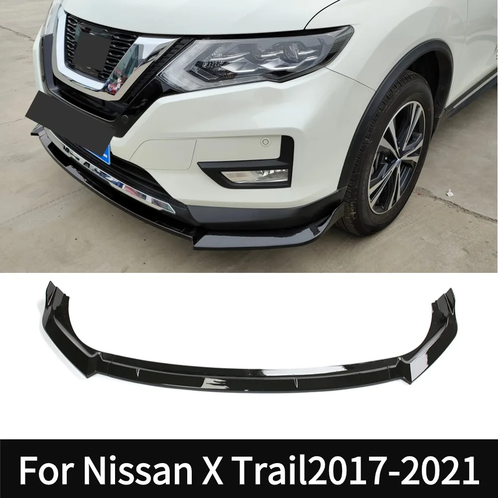 For Nissan X-TRAIL 2017-2021 Glossy black Carbon Front Lip Front Splitter Bumper Lip Air Dam Deflector Tuning Accessories For