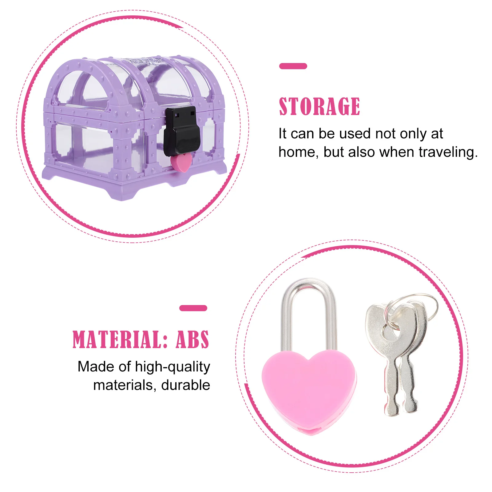 

1 set 1 Set Treasure Chest Box With Lock Diamond Storage Case Large Capacity Crystal Organizer For Jewelry Display Girls Storage