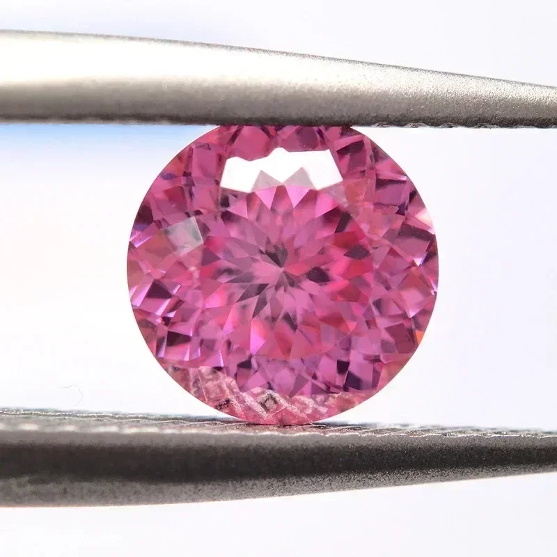 Piedra moissanita forma redonda 100 caras corte diamante color rosa con certificado GRA para dijes cuentas para fabricación de joyas