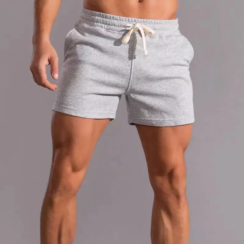 Fitness sports shorts for men summer American Cotton gray running training leisure stretch squat three-quarter pants for men