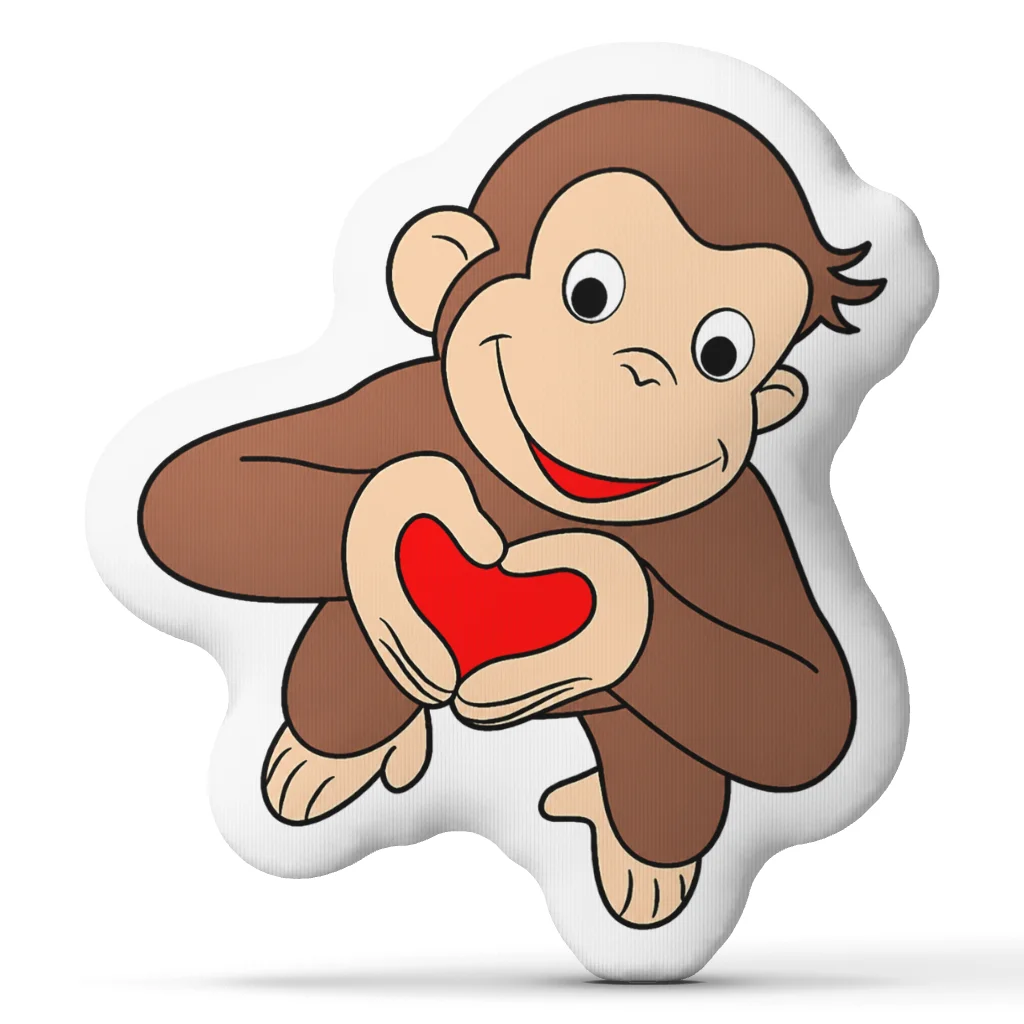 Curious George Valentine Love Heart Cartoon Monkey Plush Pillow Cushion Irregular Stuffed Throw Pillow Home Decor Gift Bed Couch