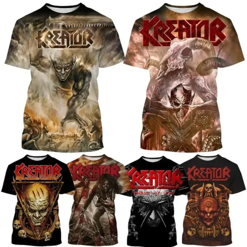 

Metal Rock Band Kreator 3D Printed T-shirt Summer Men's Casual Round Neck Short-sleeved Street Dance Street Style T-shirt