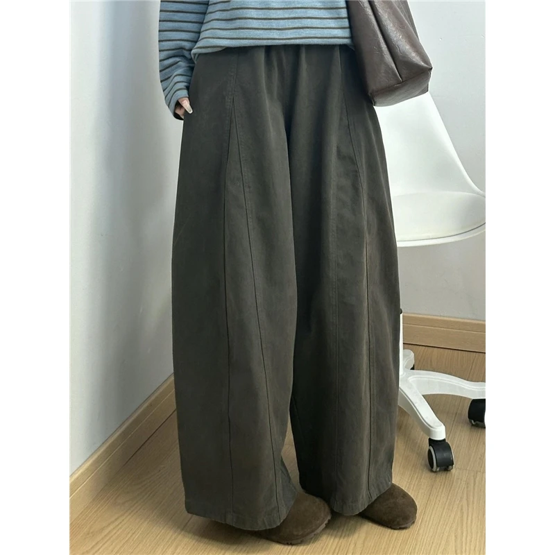 High Waist Wide Leg Casual Pants Women's Loose Fitting Small Size Nine Points Balloon Meat Covering Knife Pants Casual Style