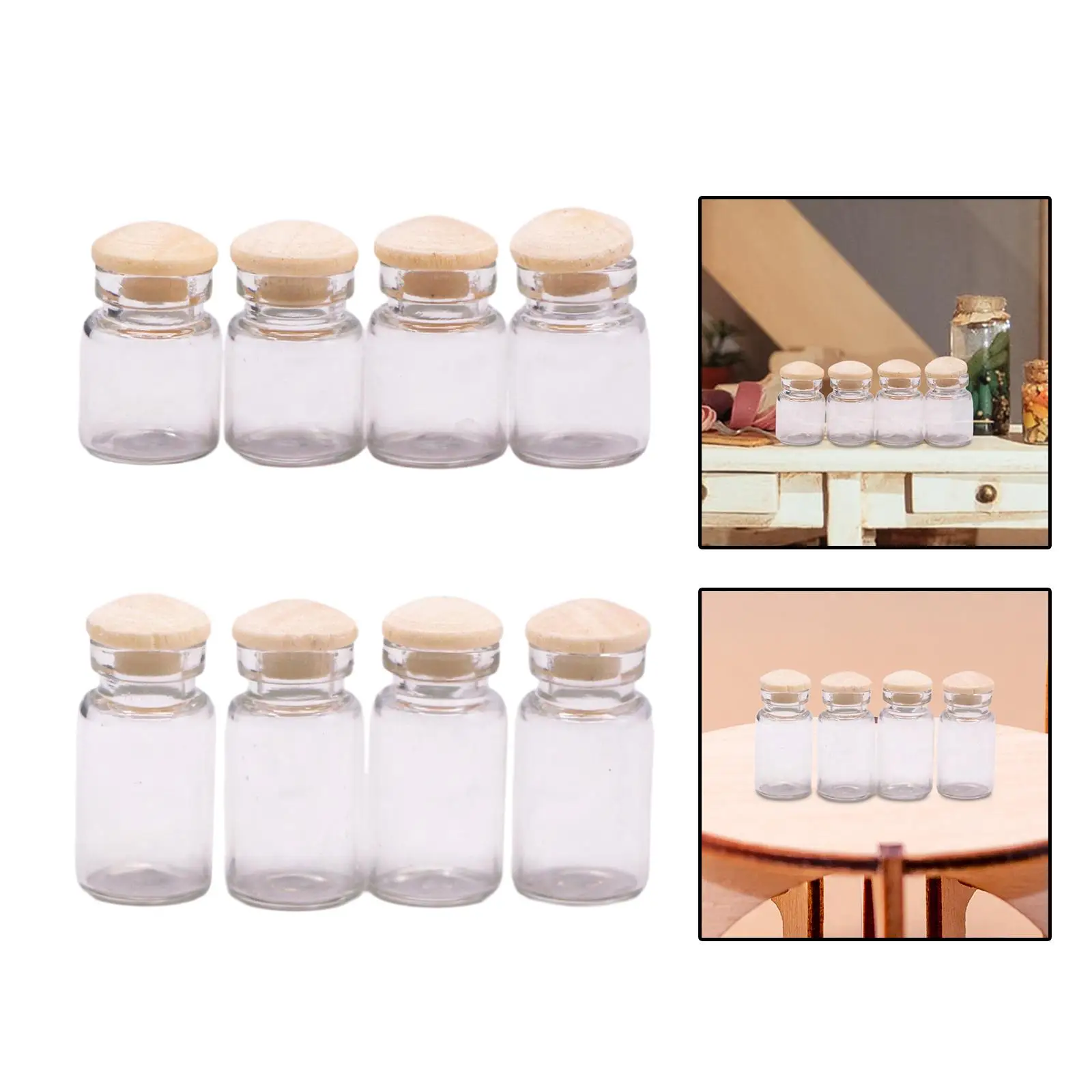 

4Pcs 1:12 Dollhouse Miniature Glass Jars Openable Small Glass Bottles Tiny Seasoning Jars DIY Pretend Play Toy Accessories