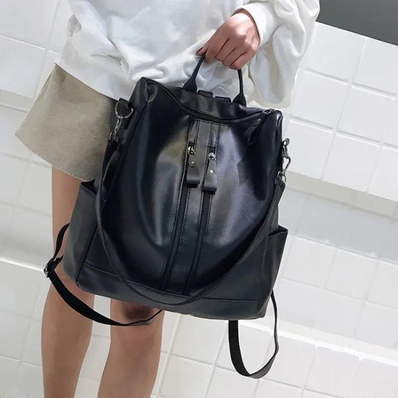 Women's Large Capacity Soft PU Leather Backpack Multifunctional Casual Shoulder Bag for School College Travel Daily Outdoor