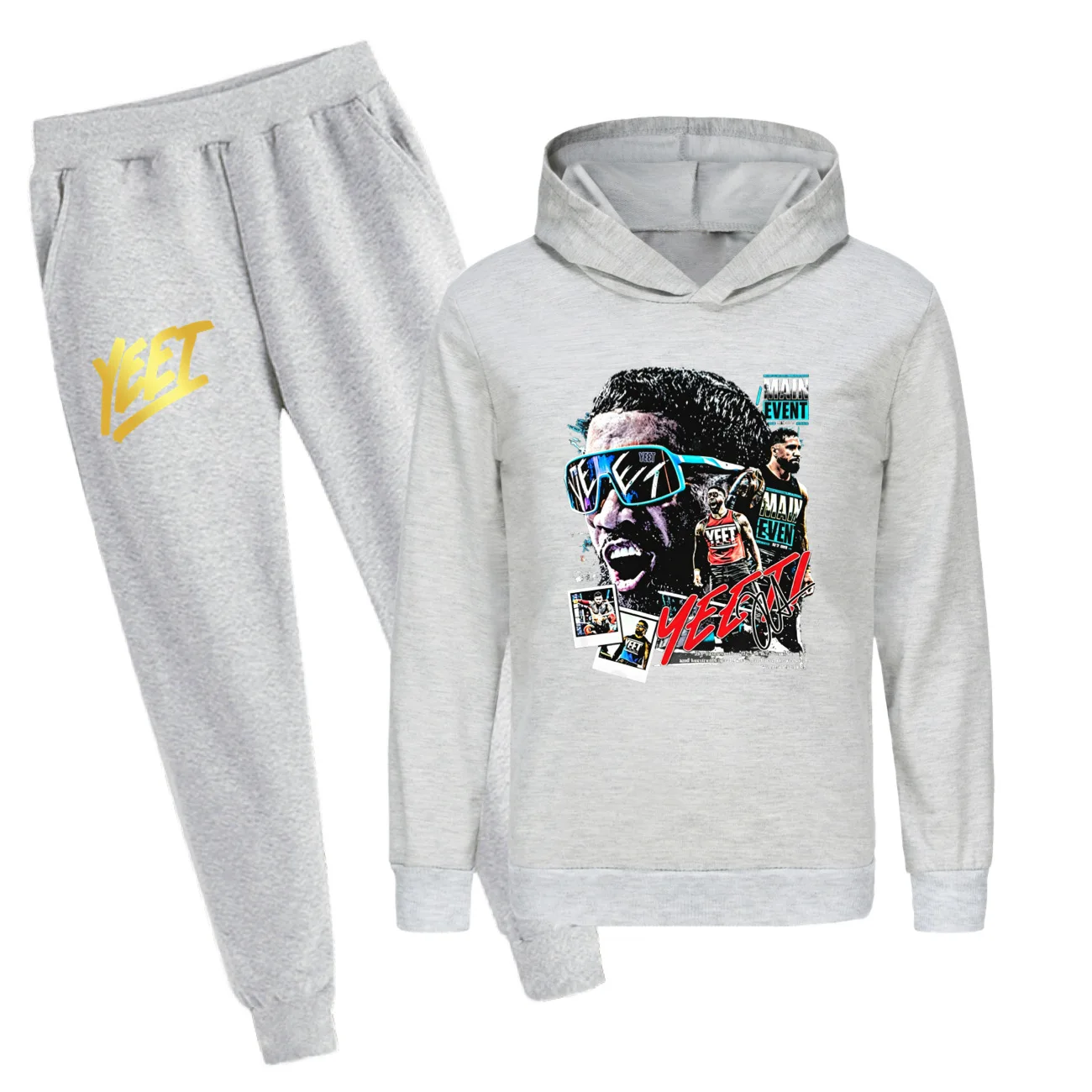 2026 Jey Uso Yeet Hoodies Kids Wrestler Lovers Clothes Boys Hooded Tracksuits Children Fashion Casual Sweatshirts Pants 2pcs Set