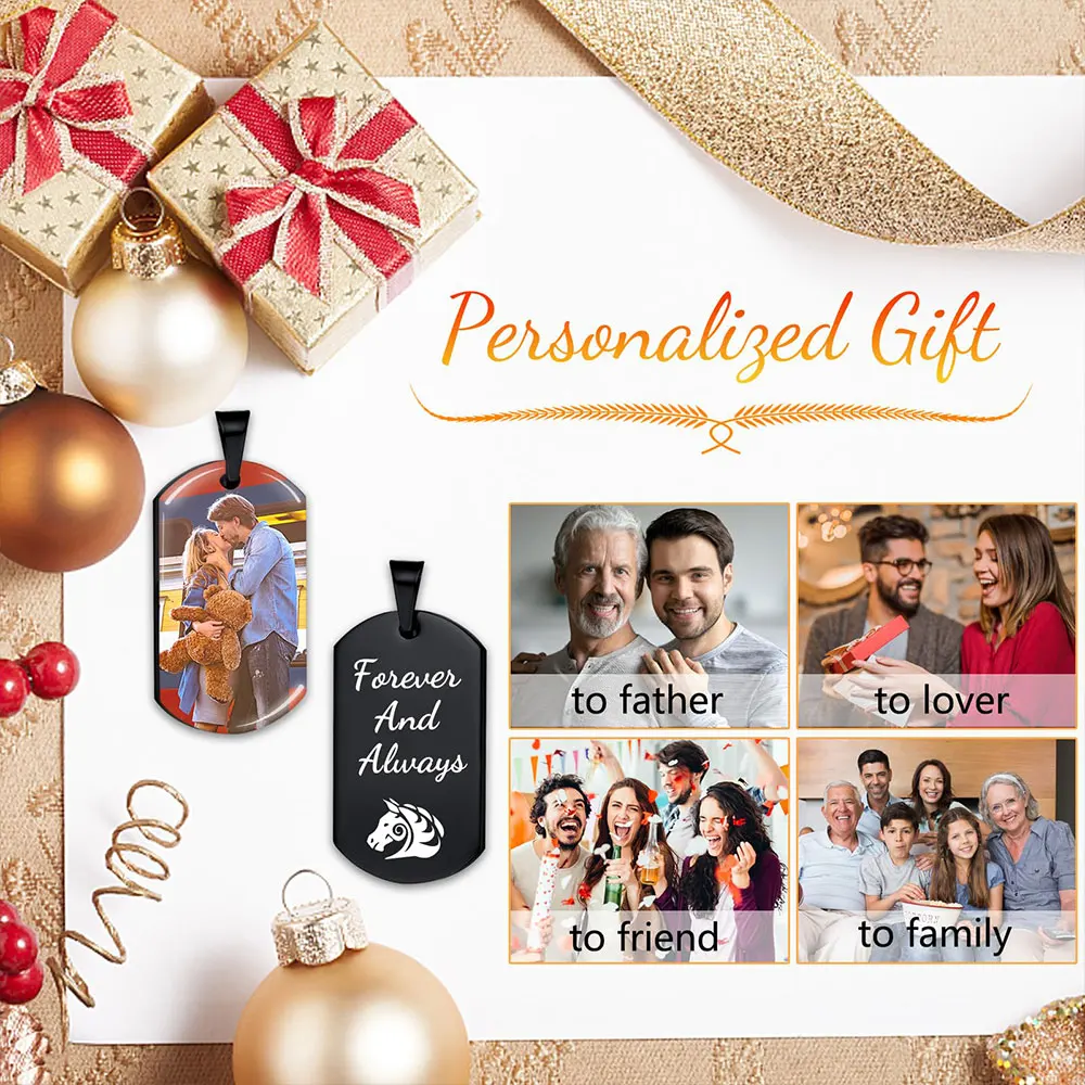 Collier photo photo personnalisé, colliers personnalisés pour femmes et hommes, collier gravé personnalisé avec texte photo
