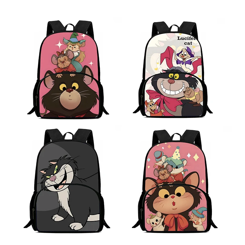 

Kids Cute Lucifer Cat Backpacks Boys and Girls Student Birthday Gift Child School Bags Large Capacity Camping Durable Rucksack