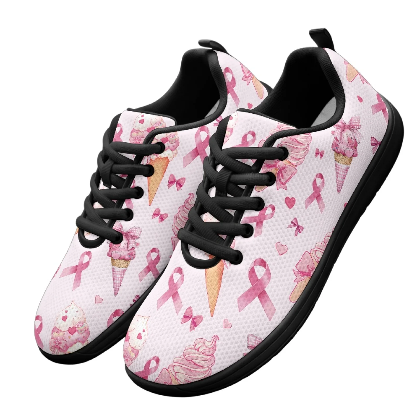 PENSTROLL Ice Cream Bow Print Breathable Athletic Sneakers for Men's Mesh & EVA Barefoot Sneakers Barefoot Shoes