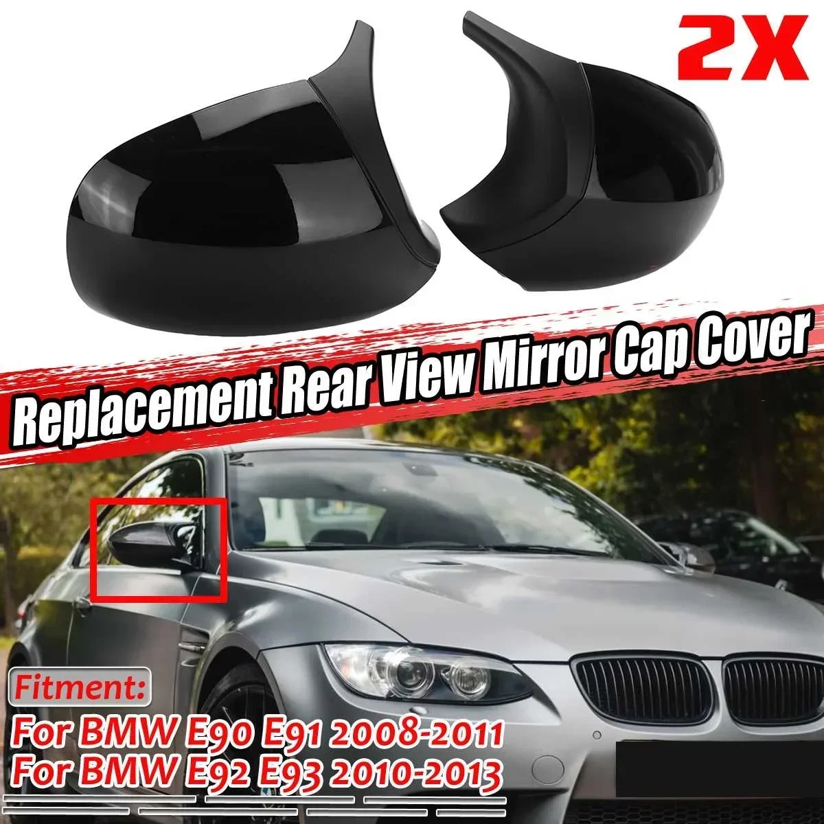 

Pair Car Side Rearview Mirror Cover Cap Mirror Shell Trim For BMW E90 E91 2008-2011 E92 E93 2010-2013 LCI Facelifted Body Kit