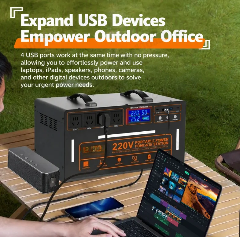 450000 MAh 1500w Power 19 Degree Portable Power Station 220V Pure Sine Wave Solar Generator for Camping Emergency Backup
