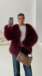 Fashion Fluffy Faux Fur Coat For Women Winter Elegant Loose Long Sleeve Jacket Female Luxury Thick Lady High Street Outerwear
