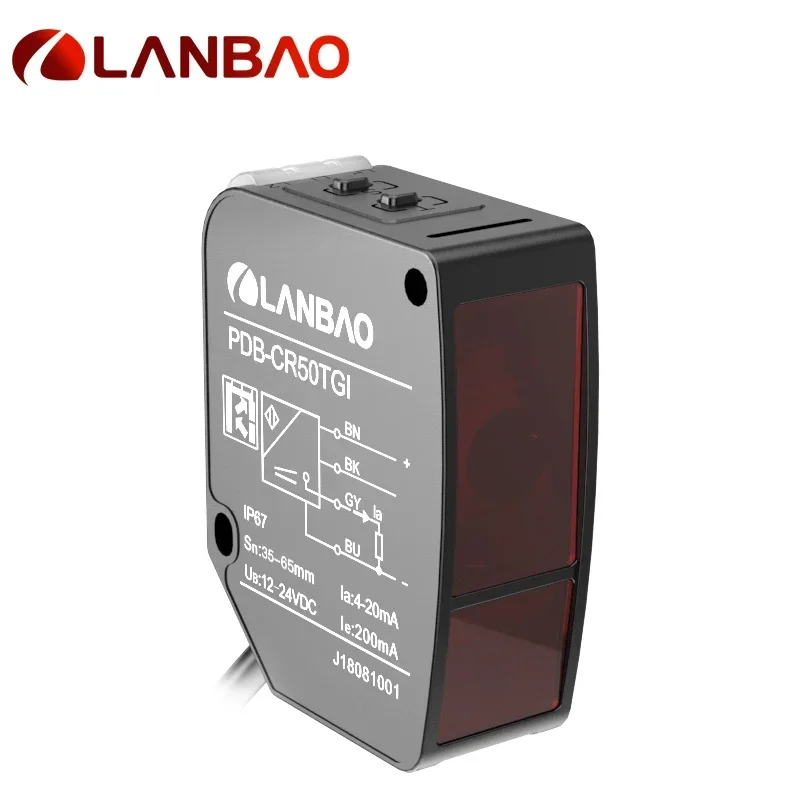 Lanbao PDB Series 50mm Sensing RS485 12V 24V DC Distance Laser Displacement Sensor