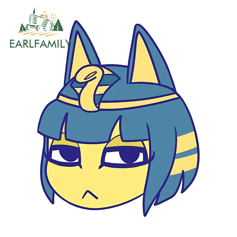 EARLFAMILY Chibi Ankha Anime Stickers Lovely Cartoon Computer Cooler Decal Occlusion Scratch Vinyl Car Wiper Door Window Decor