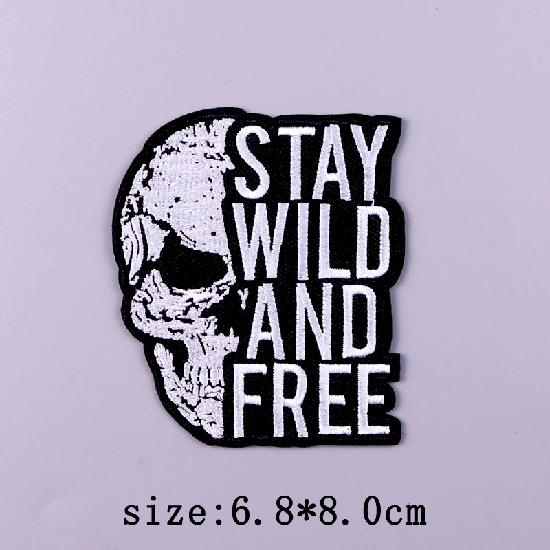 Punk Skull Patch Iron On Embroidered Patches For Clothing Thermoadhesive Patches On Clothes Hook Loop Patch For Clothes Stickers