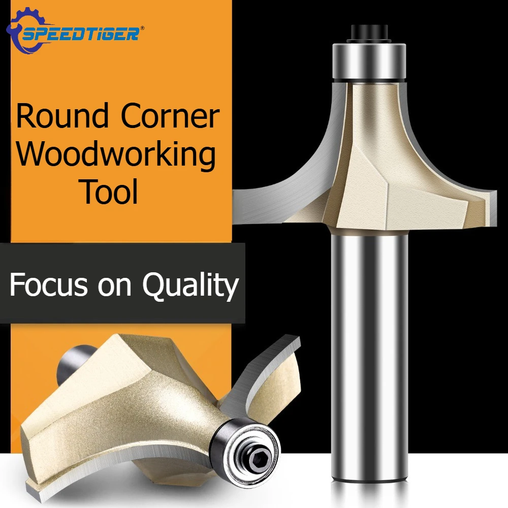 SPEEDTIGER Corner Rounding Router Bit Concave Milling Cutter Bullnose Woodworking Tool Round Edge Trimmer Shank 1/2 1/4 Inch