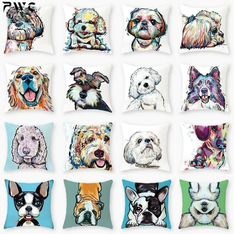 

Sofa Pillowcase Bedroom Decoration Cushion Cover Cute Dog Yorkie Pillowcase Pug Pillow Sofa Car