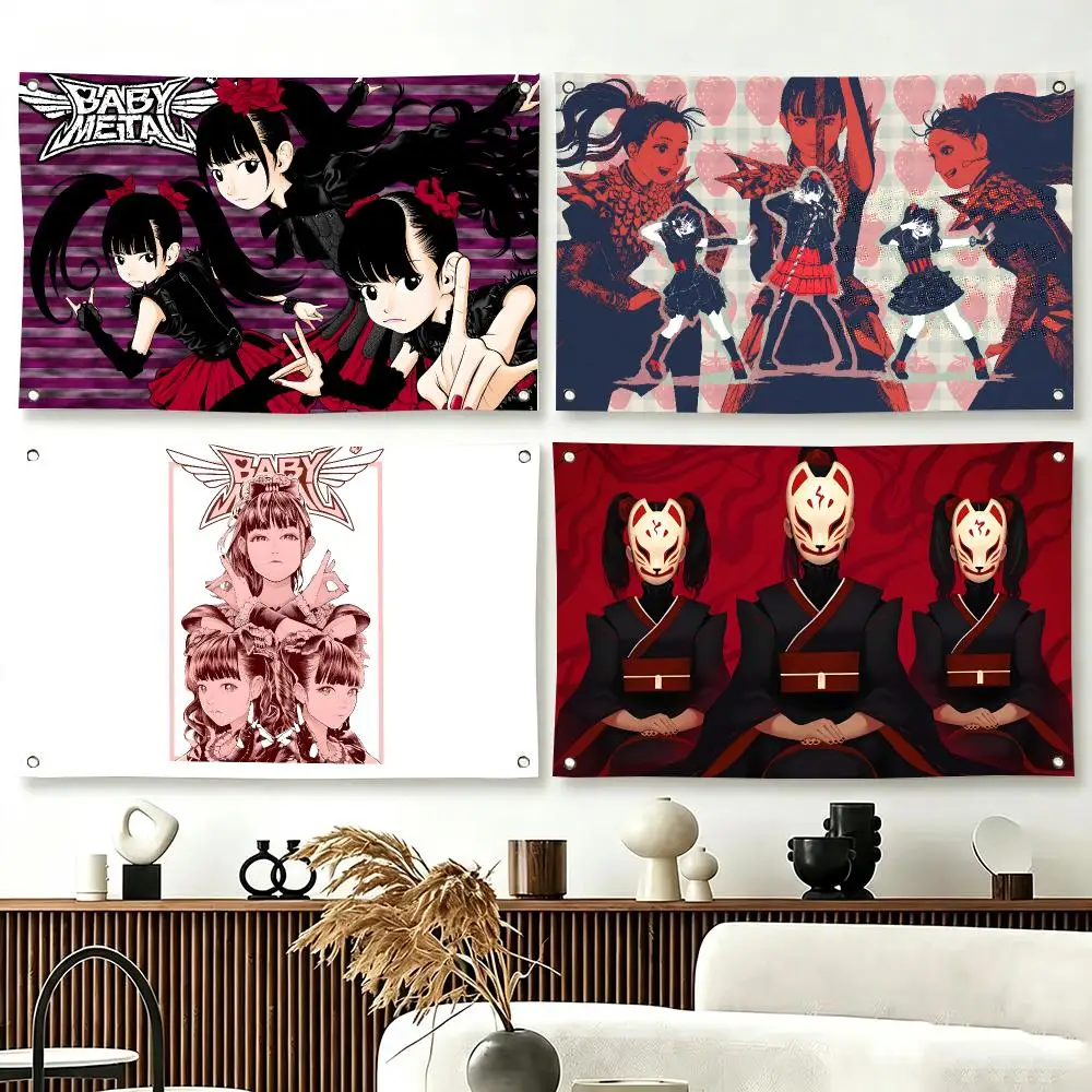 Anime Rock Band BABYMETAL Flags  For Living Room Home Dorm Decor Wall Outdoor Camping Party Banner Gifts