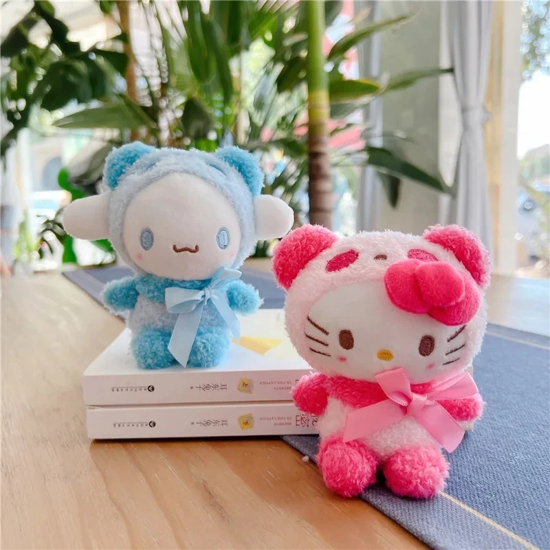 Sanrio Plush Keychain for Backpack Decoration Cartoon Animal Stuffed Pendan Doll Hello Kitty My Melody Kuromi Cinnamoroll Kawaii