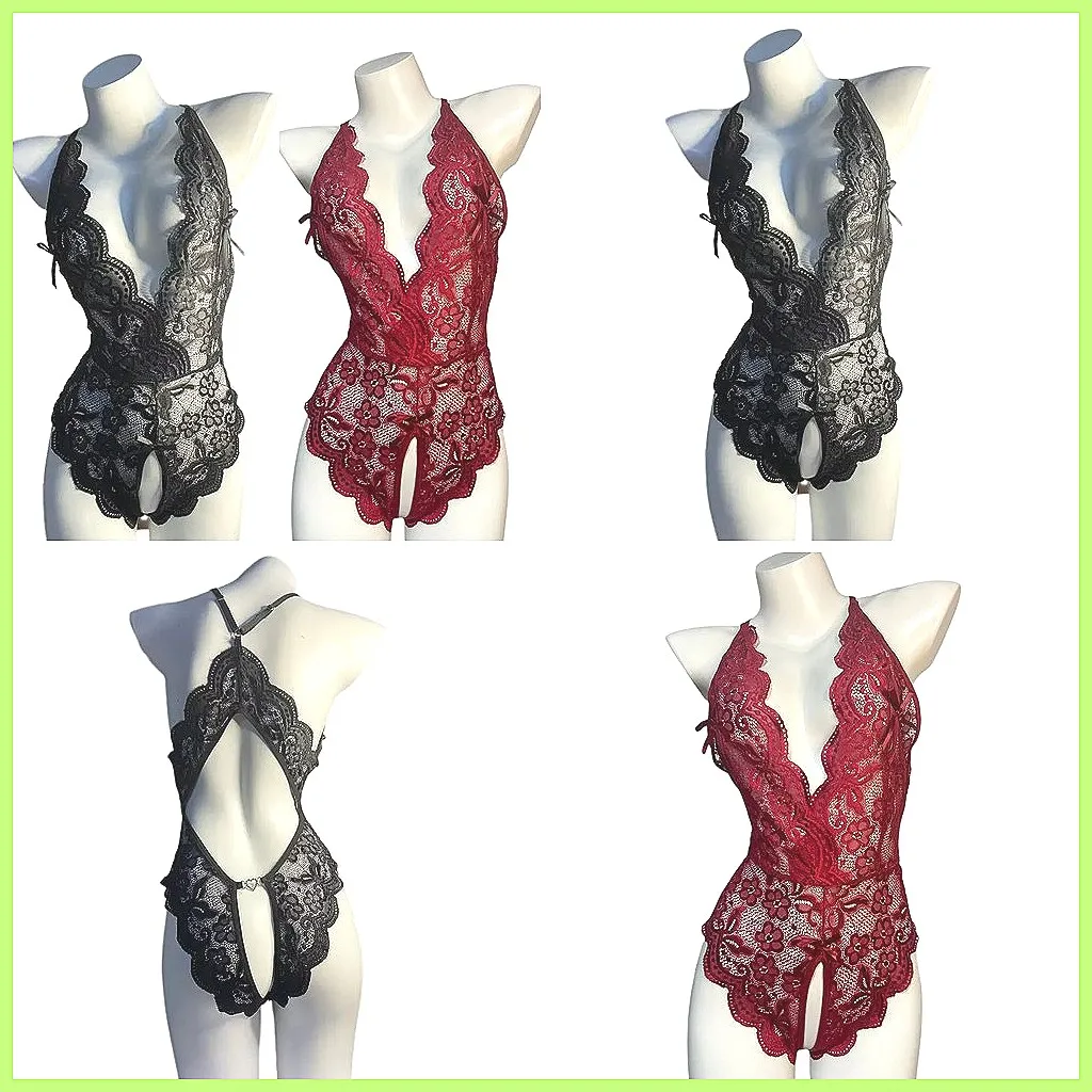 

Sheer Lace Nightgown for Women, Deep V Front Closure Sexy Sleepwear & Lingerie