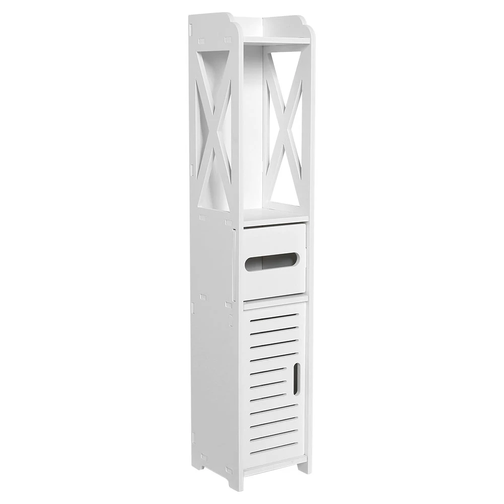 80x15.5x15CM Bathroom Toilet Furniture Cabinet White Wood Cupboard Shelf Tissue Storage Rack image 4