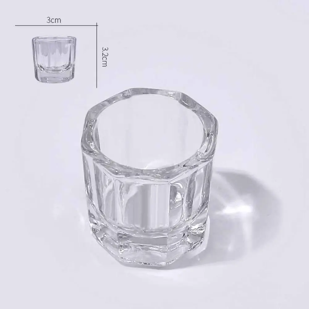 Glass Nail Cup Clear Nail Art Tools Transparent Nail Powder Holder Crystal Bowl Acrylic Liquid Container Women