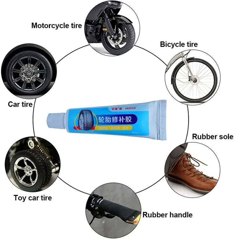 Black Tire Repair Glue Car Bike Motorcycle Tyre Repair Instant Liquid Strong Glues Wear-resistant Rubber Adhesive Glue Auto Tool