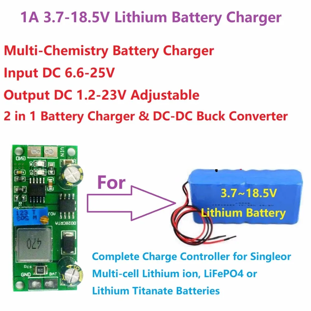 DD28CRTA 1A 3.7V-18.5V Lithium ion LiFePO4 Lithium Titanate Batterie Charger Charging Module Multi-Battery Compatible   Compact