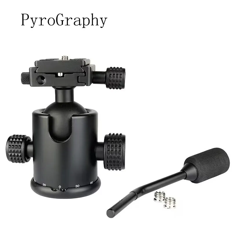 PyroGraphy Panoramic Tripod Head with Handle Grip 44mm Diameter Large Ball 360°Swivel Horizontal Vertical ShootingforDSLR Camera