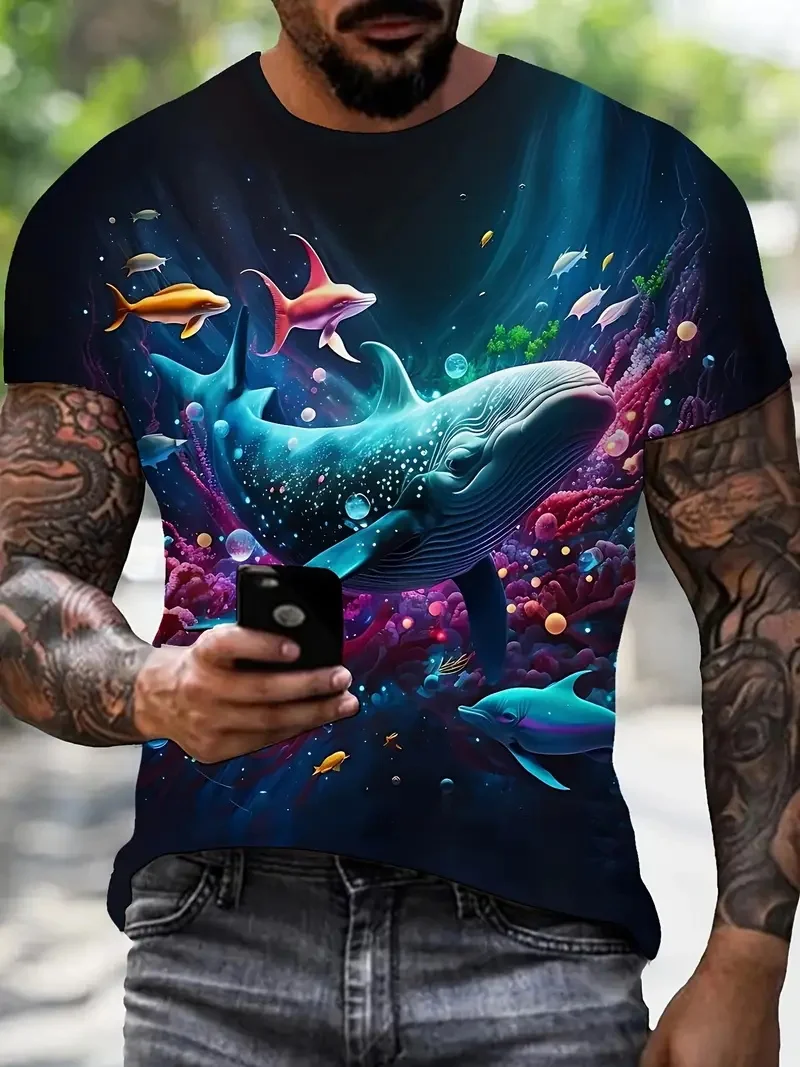 

3D Print Men'S Ocean Animal Fish Graphic T-Shirt New In Casual Crew Neck Short Sleeve Tshirts Top Mens Oversized Tee Shirt