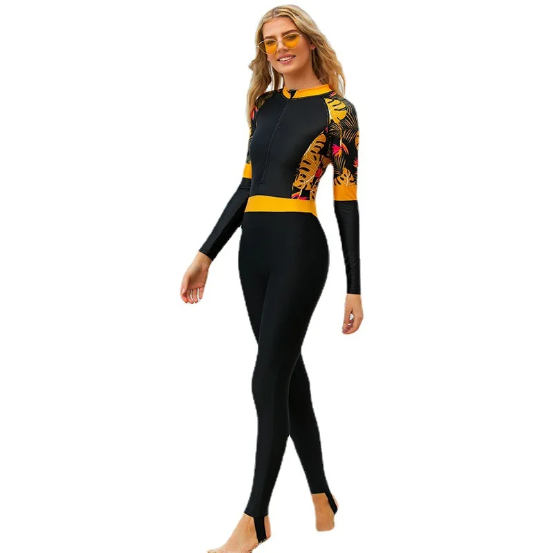 

Women Rash Guards One-Piece Swimsuits Wetsuit Snorkeling Kayaking surfing Clothes Sun Protective Long Sleeve Floatsuit Swimwear