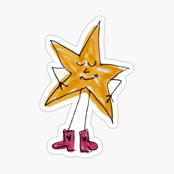 Star Guy With Boots  5PCS Stickers for Living Room Cute Water Bottles Stickers Decor  Room Luggage Window Kid Car Decorations