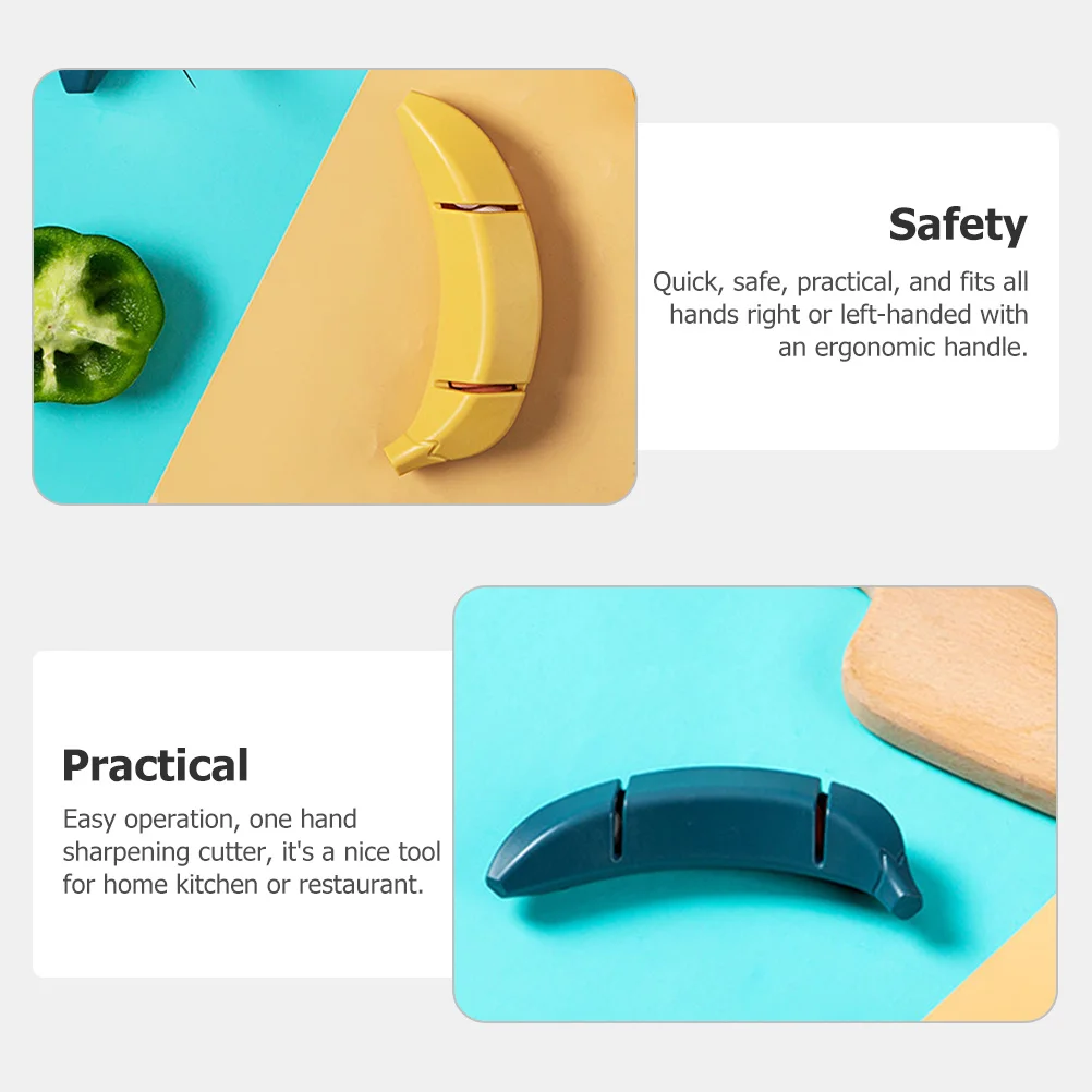 

2Pcs Cutter Sharpeners Banana Shape Handheld Sharpener Kitchen Tool Multi Functional Household Cutter Sharpener