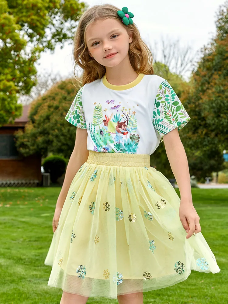 Girls short-sleeved T-shirt blouse half-skirt summer base dress Shasha princess skirt