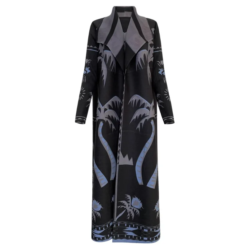 Miyake Naher Osten, Dubai, Abaya, elegante, lockere Strickjacke, plissiert, bedruckt, große Robe, würdevoll, konservativ, Damen, 57,6 cm
