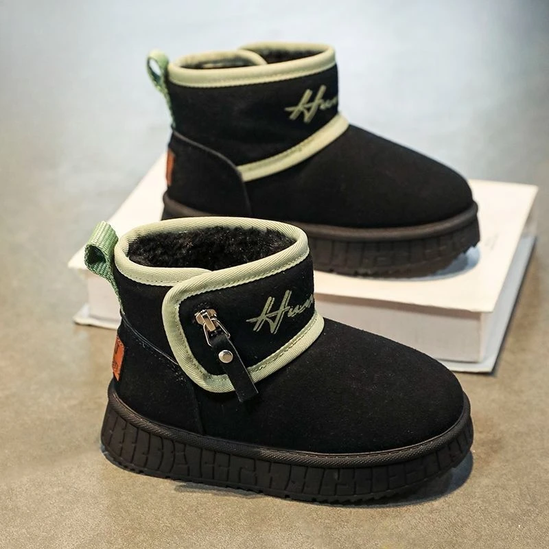 

Boys Winter Snow Boots 2026 Kids Warm Fleece Lined Thick Cotton Shoes Anti Slip Outdoor Footwear for Middle Big Children Cold