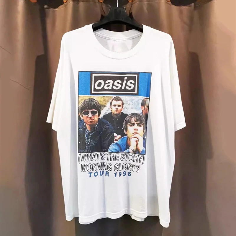 Portrait Classic Oasis Rock Punk Band T-Shirt Cotton Graphic Tee Men Women Summer Streetwear