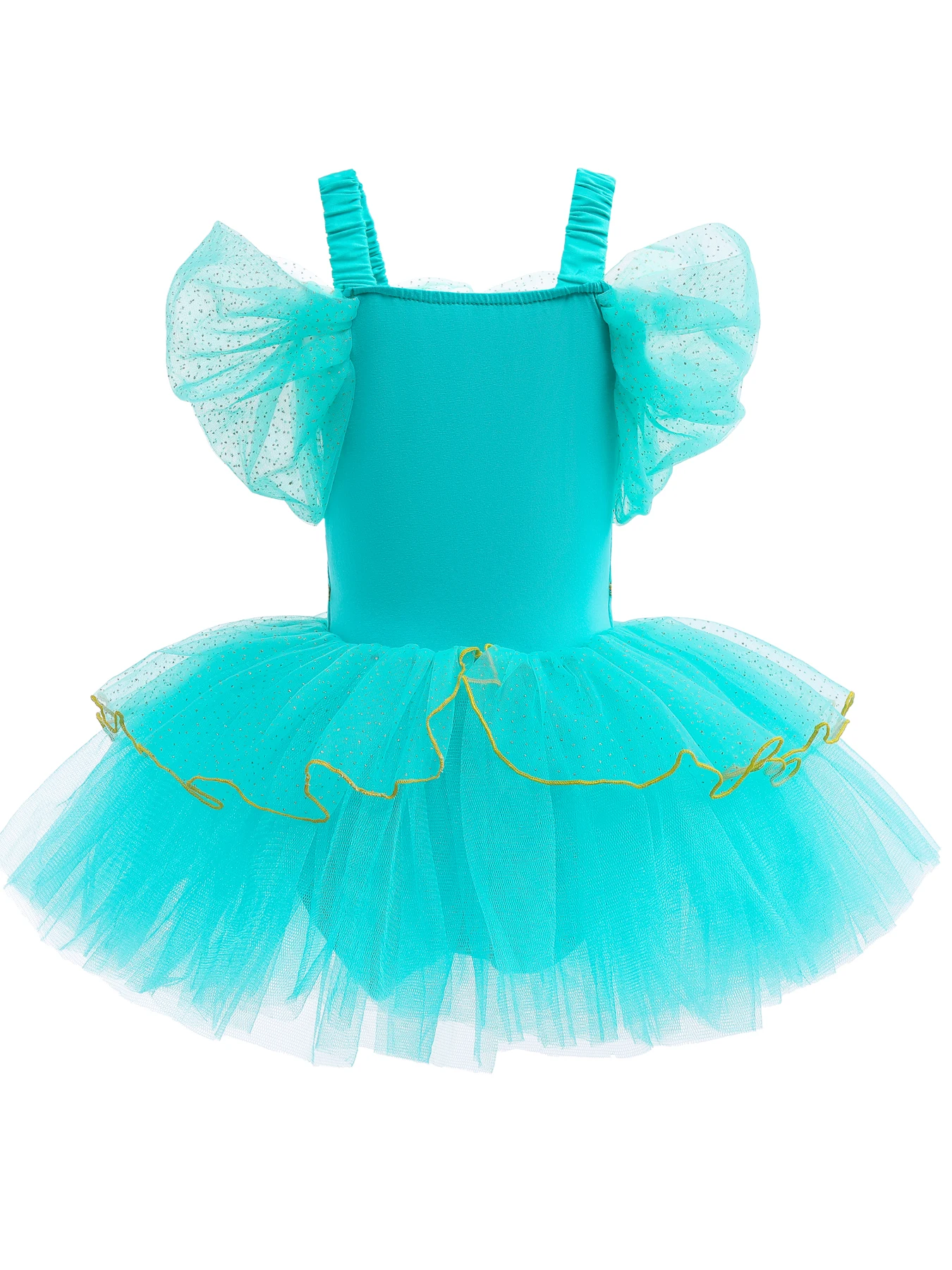 Princess Jasmine Toddler Kid Girls Ruffle Flutter Sleeve Ballet Dance Dress Tutu Skirted Leotard Ballerina Dancewear Gymnastics