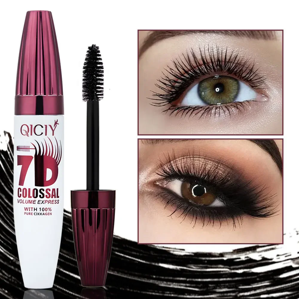 7D Volumizing &Curling Black Mascara Smudge-Proof Natural Lash Lift & Curl Flake-Free Non-Clumping Waterproof Eye Makeup Mascara