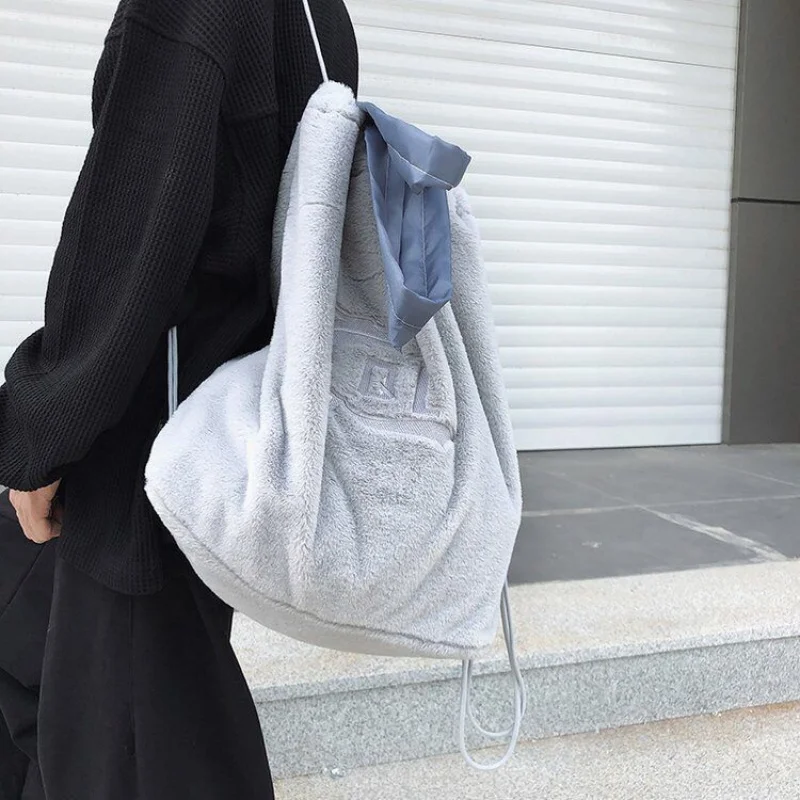 Fluffy Casual Unsix Men Handbag Drawstring Women Backpack Sac Schoolbags Fashion Students Backpacks